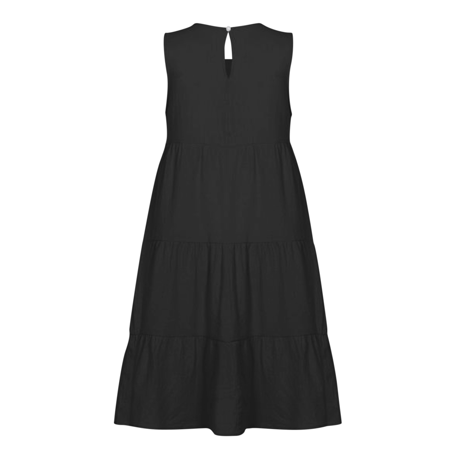 thumbnail image 4 of Vestido informal sin mangas para mujer - Vestido camiseta mini con cuello redondo, plisado y bolsillos, 4 of 5